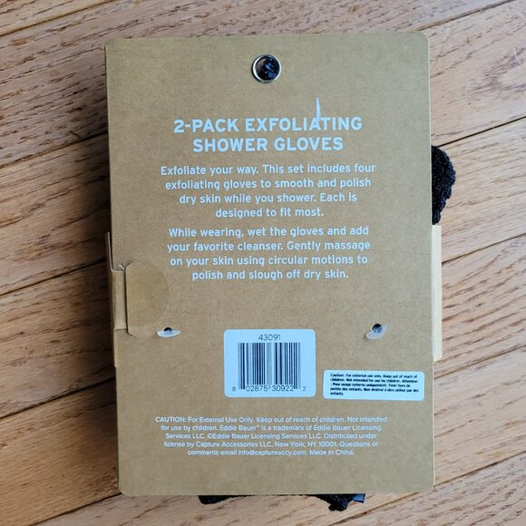 NWT Eddie Bauer Pack of 2 Exfoliating Shower Gloves New - Picture 2 of 3